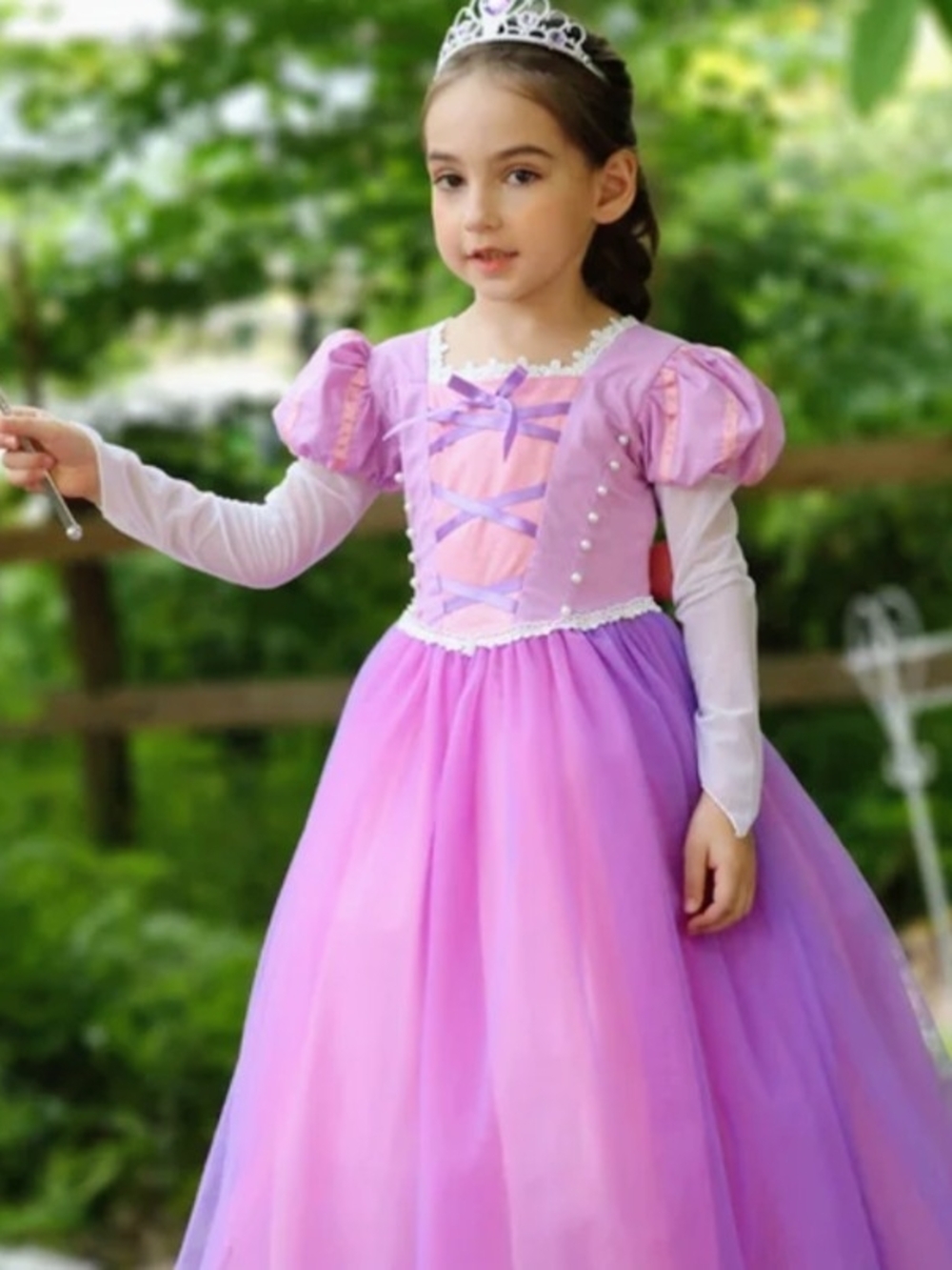 Girls Purple Princess Ball Gown Costume with Tiara